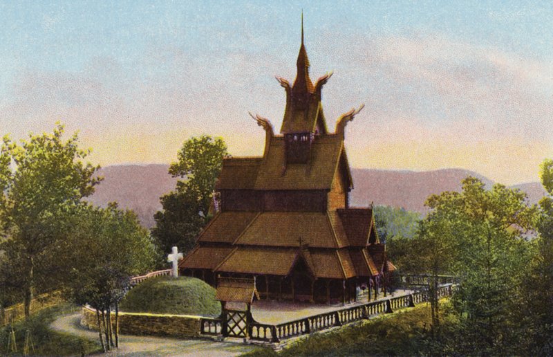 Norge / Norge: Fantoft Stavkirke (foto i färg) av Norwegian Photographer