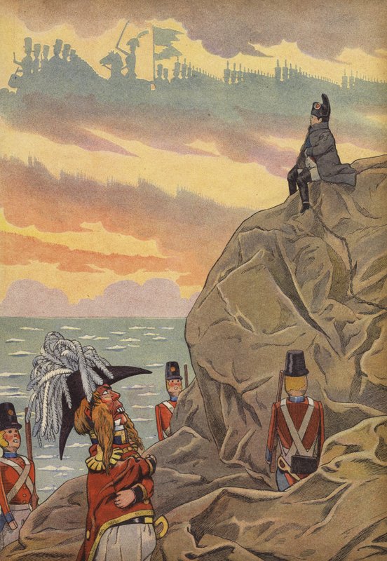 Napoleon vid St Helena, bevakad av britterna av Onfray de Breville Job