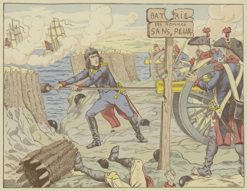 Napoleon laddade en kanon som en vanlig soldat vid belägringen av Toulon, 1793 av Onfray de Breville Job