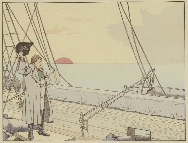 Napoleon ombord på HMS Bellerophon efter att ha överlämnat sig till britterna, 15 juli 1815 av Onfray de Breville Job