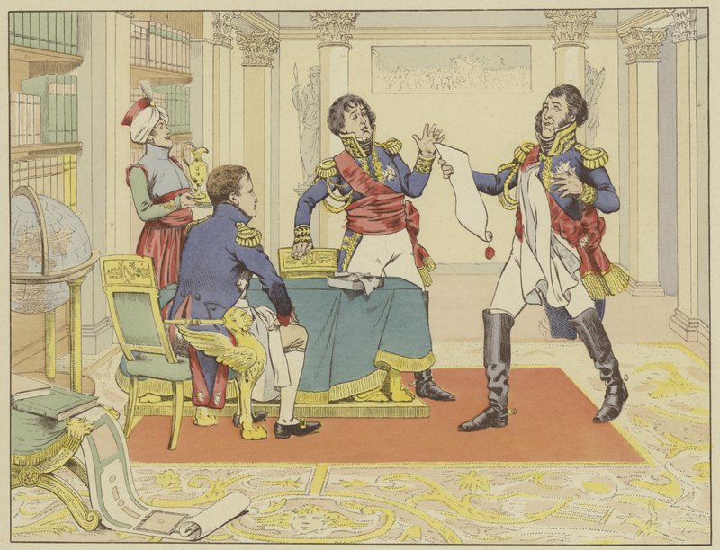 Napoleon belönade marskalk Lefevre genom att göra sin hertig av Danzig efter hans erövring av staden från preussarna, 24 maj 1807 av Onfray de Breville Job