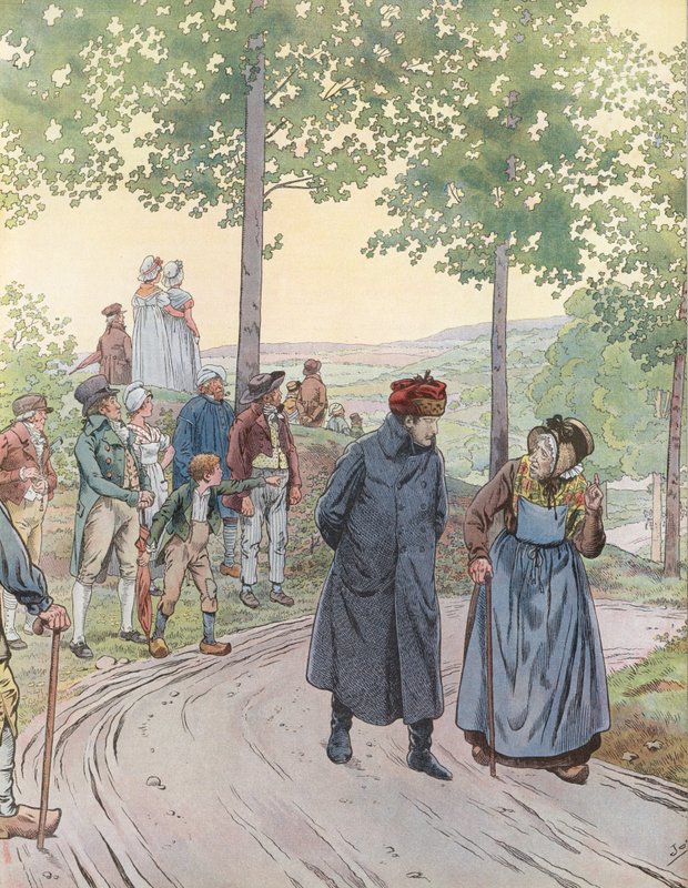 Napoleon pratar med en gammal dam av Onfray de Breville Job