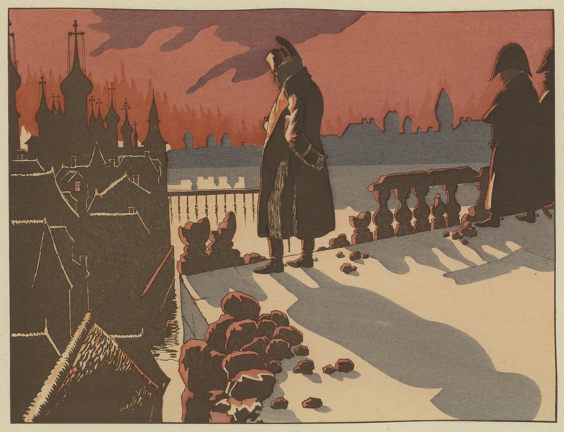 Napoleon tittar på hur Moskva brinner, 15-16 september 1812 av Onfray de Breville Job