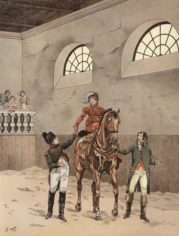 Napoleons nya kejsarinna på sin ridlektion av Onfray de Breville Job