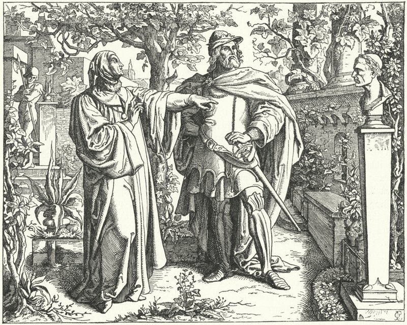 Den helige romerske kejsaren Karl IV med den italienska renässanspoeten Petrarca, 1300-talet av Oskar Pletsch