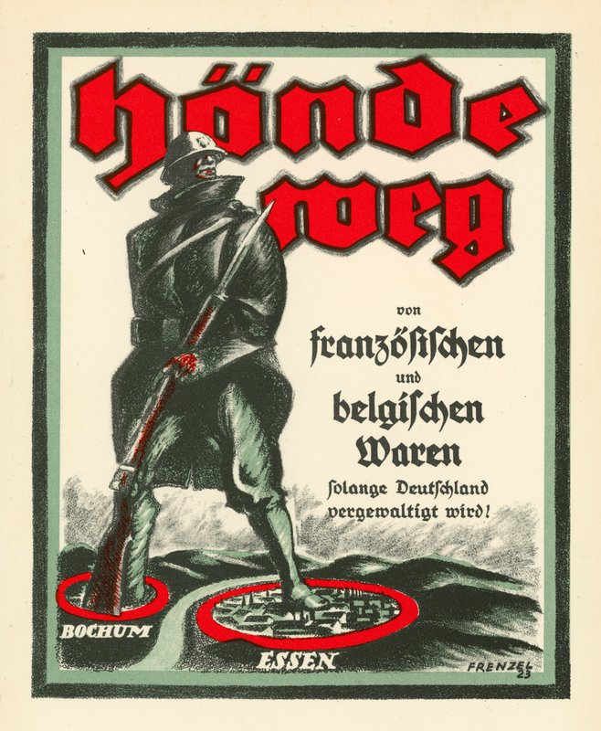 Tysk propagandaaffisch som motsätter sig ockupationen av Ruhr av franska och belgiska trupper efter första världskriget av Oskar Frenzel