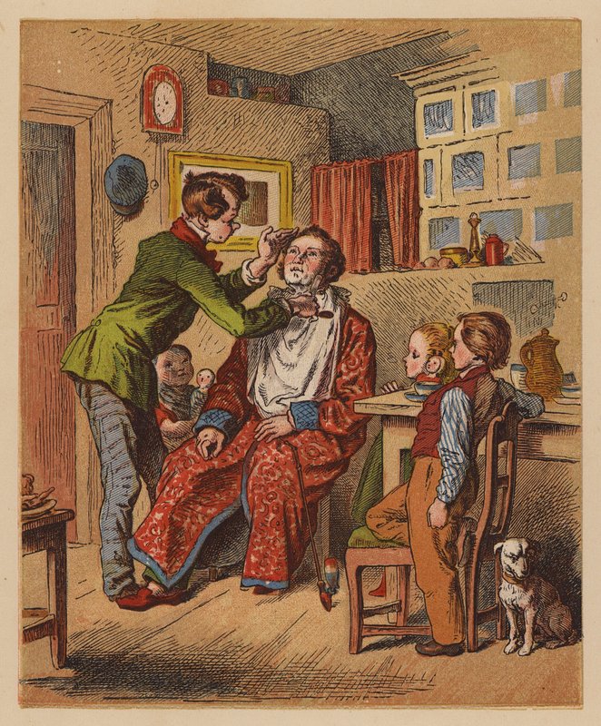 Barberaren (färglitografi) av Oskar Pletsch