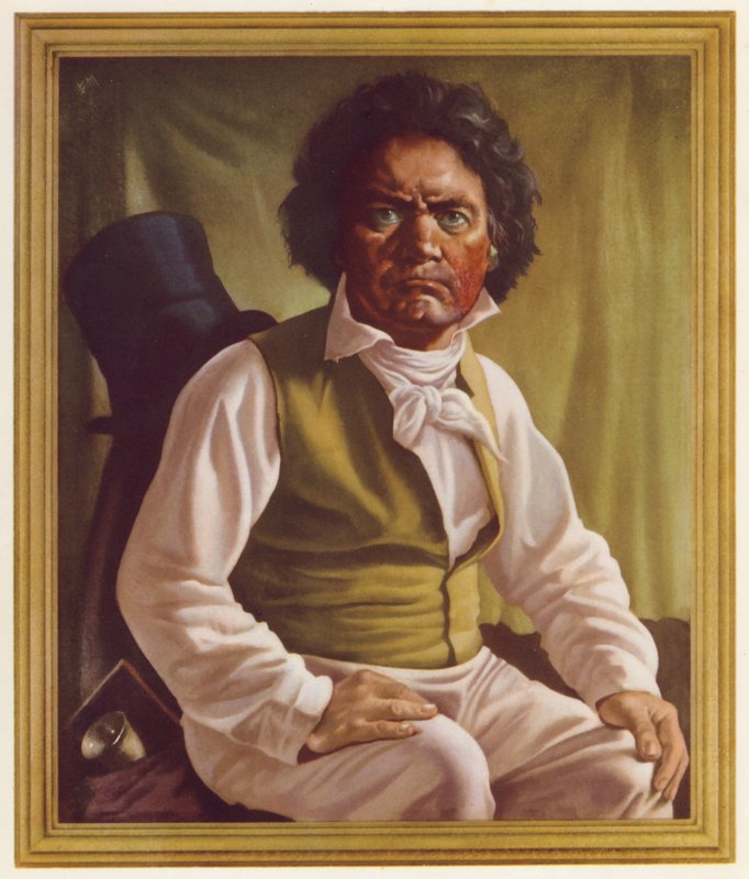 Ludwig van Beethoven i medelåldern (färg litho) av Oswald Charles Barrett