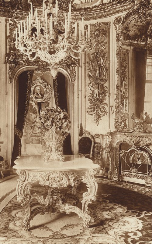 Bayerska kungar-slottet Linderhof, matsal med Tischlein däck dich! av Otto Ballerstedt