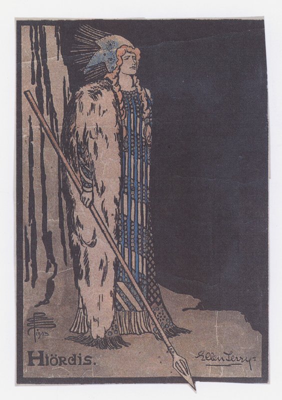 Ellen Terry på Hiordis i Ibsens The Vikings av Pamela Colman Smith
