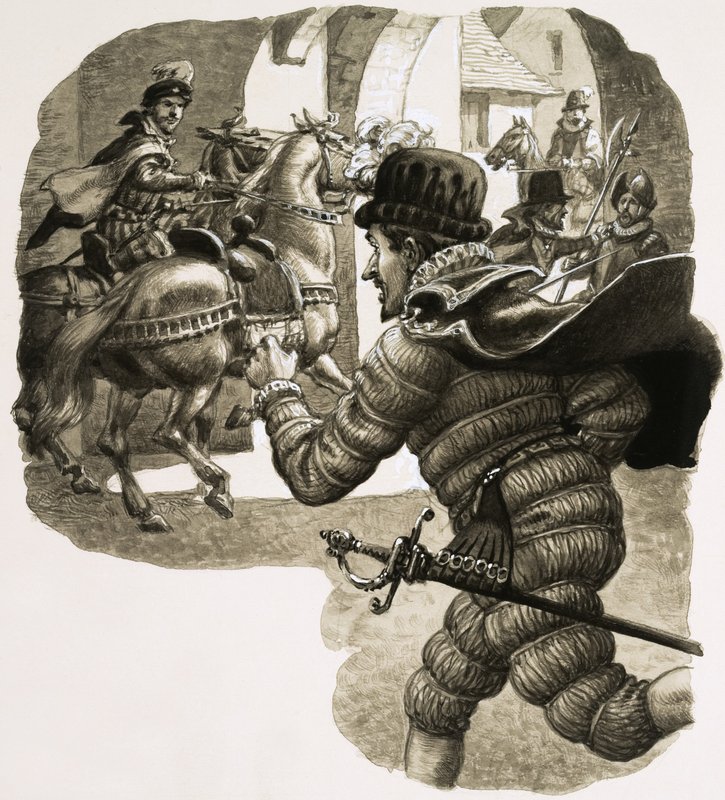 Klädd som en av sina undersåtar smög kung Henrik III ut ur Krakow av Pat (1907-95) Nicolle