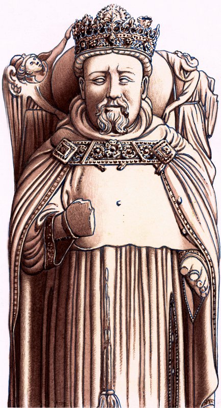 Avbildning av Henrik IV av England på hans grav i Canterbury av Pat (1907-95) Nicolle