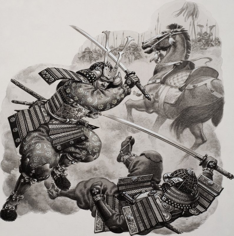 Samurai (gouache på papper) av Pat (1907-95) Nicolle