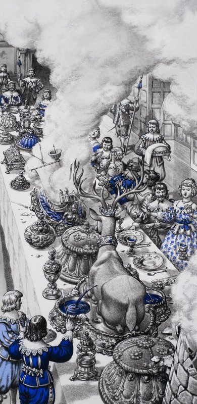 Seventeenth Century Feast (gouache på papper) av Pat (1907-95) Nicolle