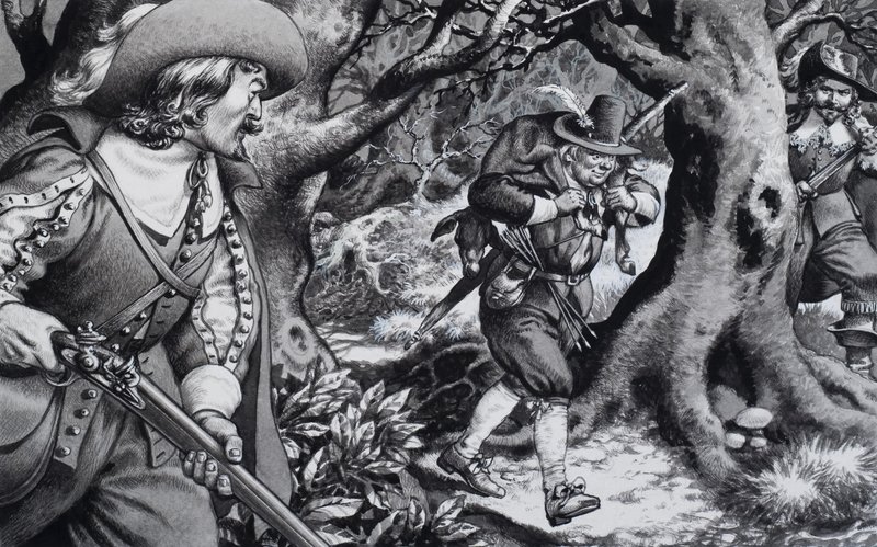 Seventeenth Century Poacher (gouache på papper) av Pat (1907-95) Nicolle