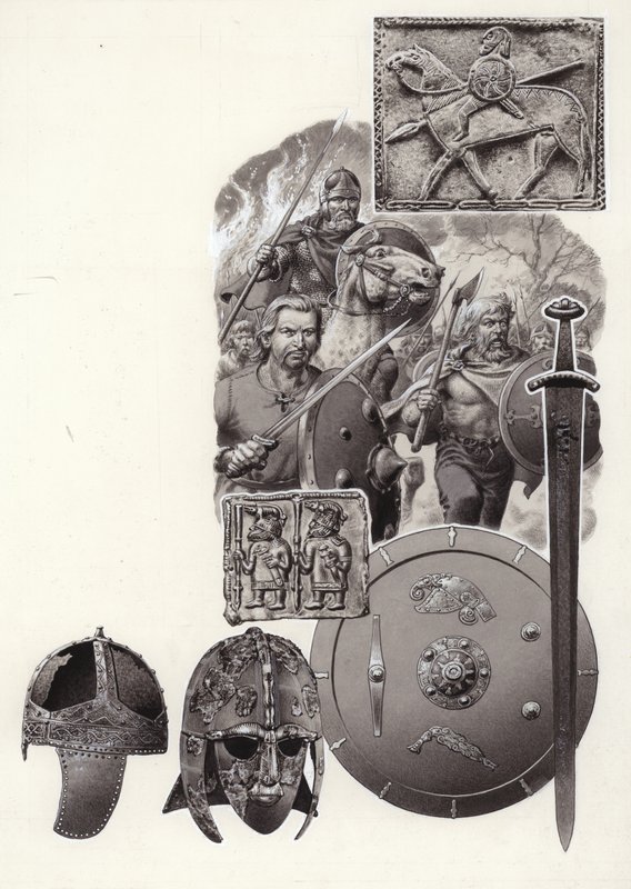 Barbarerna som förstörde det kejserliga Rom (gouache på papper) av Pat (1907-95) Nicolle