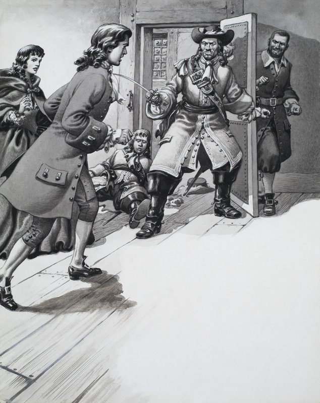Oidentifierad berättelseillustration av Pat (1907-95) Nicolle