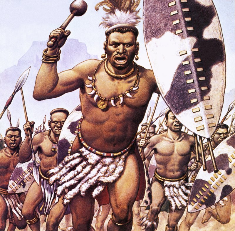 Zulukrigare av Pat (1907-95) Nicolle