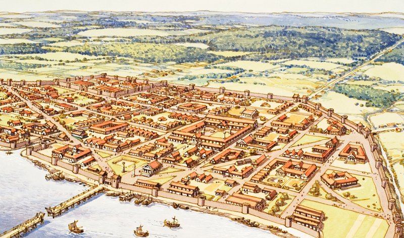 Flygfoto över det romerska London av Pat (1907 95) Nicolle