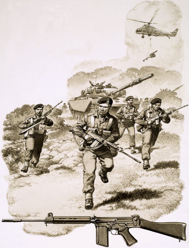 Brittiskt infanteri med SLR-geväret av Pat (1907 95) Nicolle