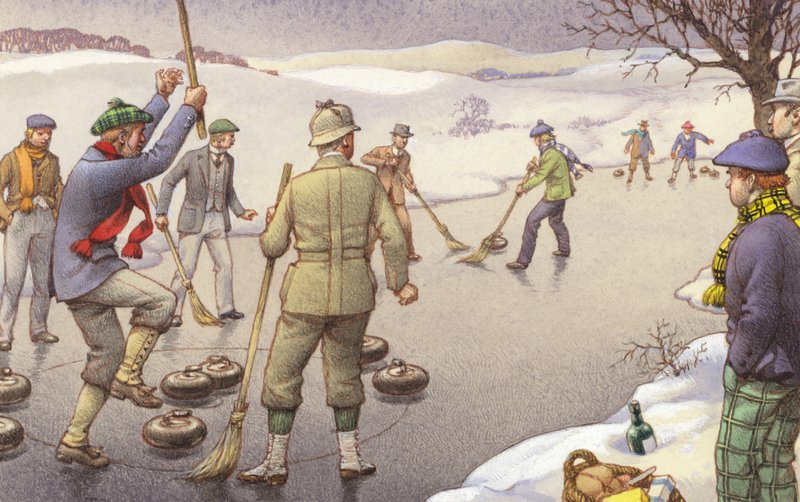 Curling i Skottland (gouache på papper) av Pat (1907 95) Nicolle