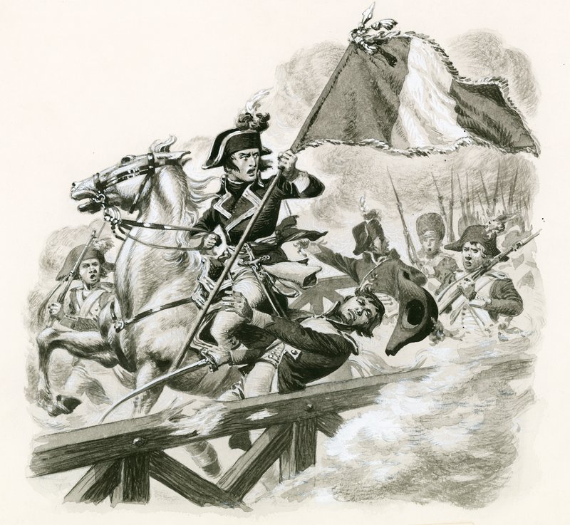 Napoleon leder sin armé över bron vid Lodi av Pat (1907 95) Nicolle