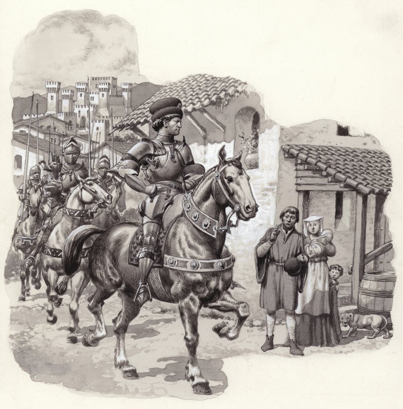 Sigismondo Malatesta, italiensk legosoldat (gouache på papper) av Pat (1907 95) Nicolle