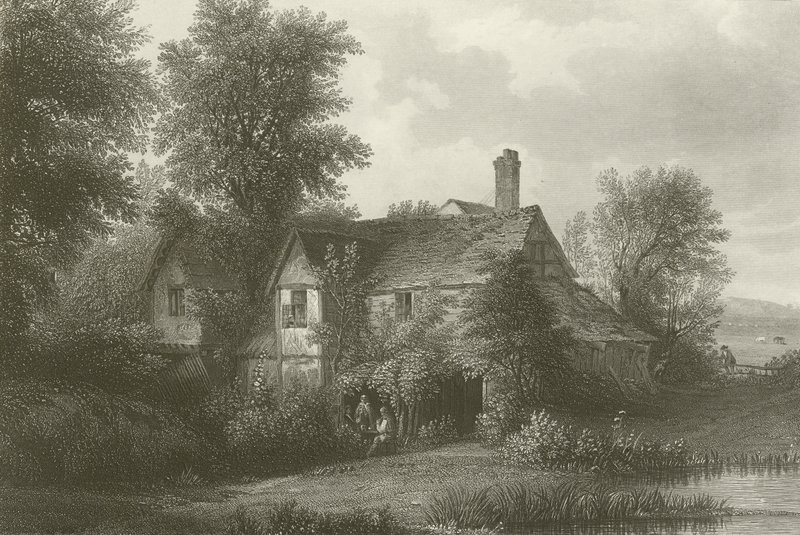 Stuga i Old Hyde Park, London (gravyr) av Patrick Nasmyth