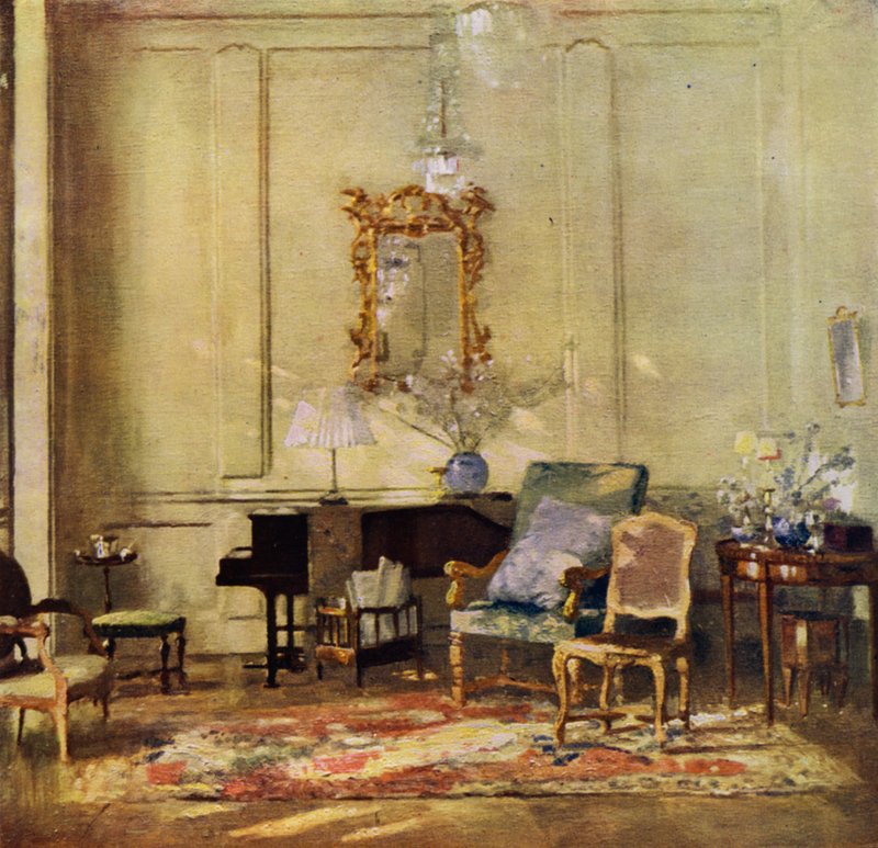 Salon av Sir James Guthrie (färg litho) av Patrick William Adam