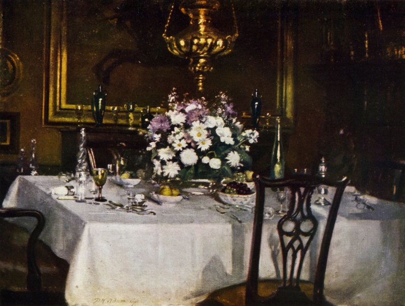 Middagsbordet, Ardilea (färg litho) av Patrick William Adam