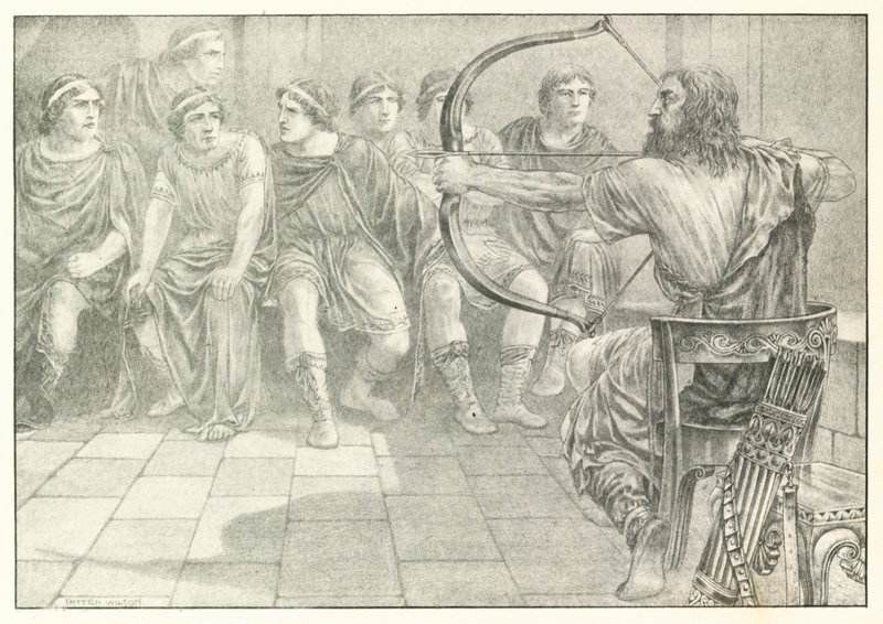 Illustration till Homeros Odysséen (litografi) av Patten (after) Wilson