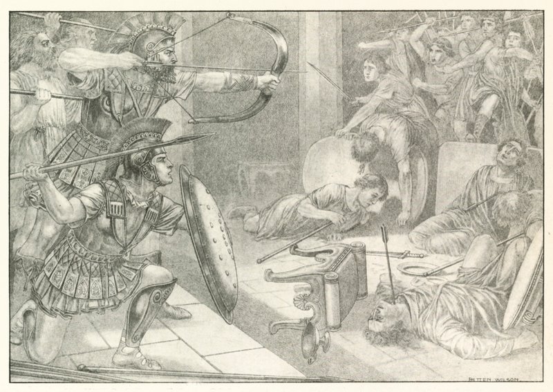 Illustration till Homeros Odysséen (litografi) av Patten (after) Wilson