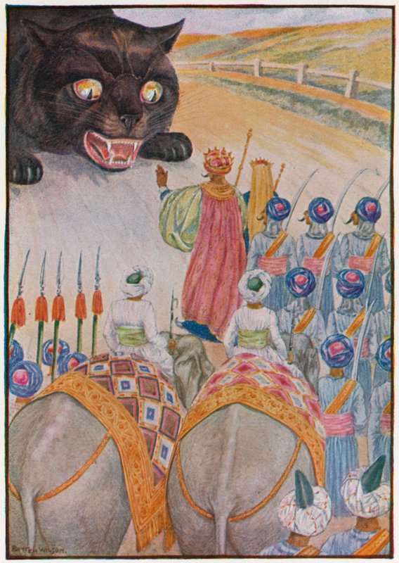 "Gå ur min väg, fitta, mina elefanter kan skada dig!" (färg litho) av Patten Wilson