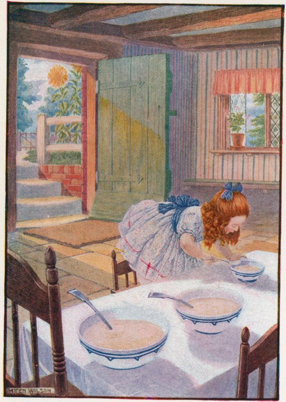 Hon gick till gröten till den lilla lilla björnen (färg litho) av Patten Wilson