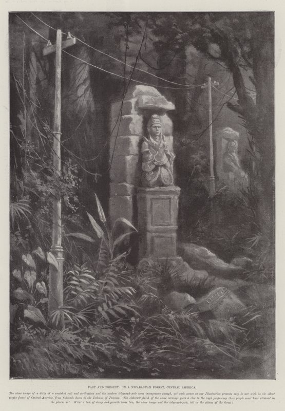 Förr och nu, i en skog i Nicaragua, Centralamerika av Paul Frenzeny