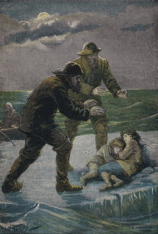 Räddning av två barn från ett flytande isflak, 1831 av Paul Hardy