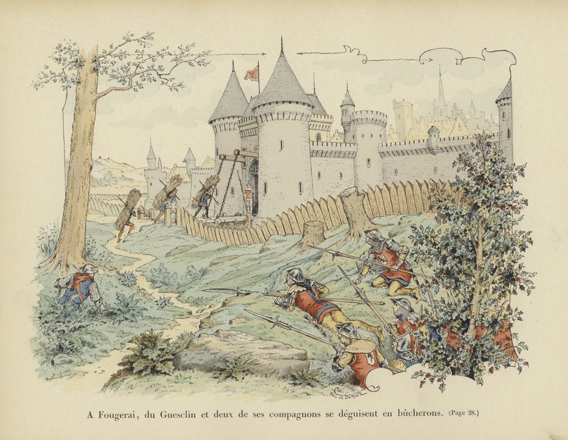 Bertrand du Guesclin och två av hans följeslagare klär ut sig som vedhuggare för att inta slottet Grand-Fougeray, 1354 av Paul de Semant