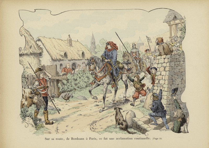 Bertrand du Guesclin, på väg från Bordeaux till Paris, får ständigt beröm av folket av Paul de Semant