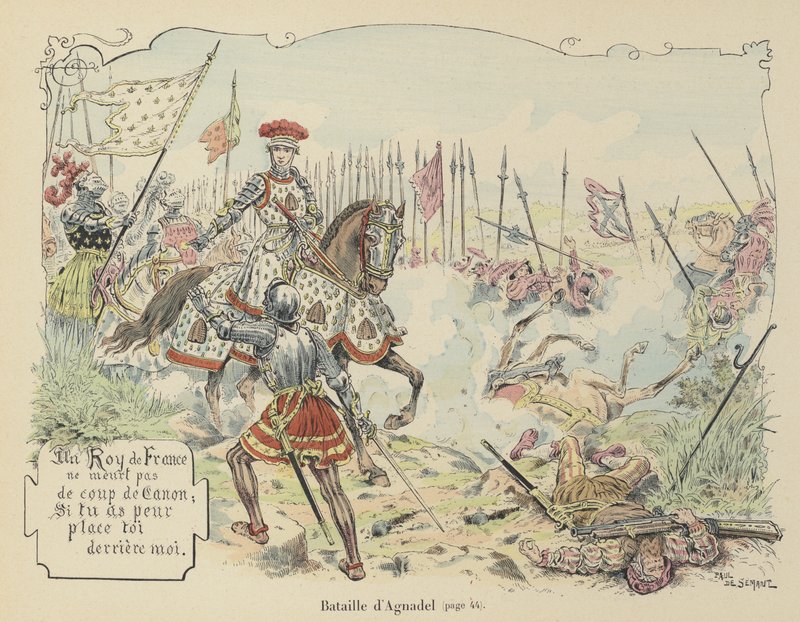 Kung Ludvig XII av Frankrike i slaget vid Agnadello, Italien, 1509 av Paul de Semant