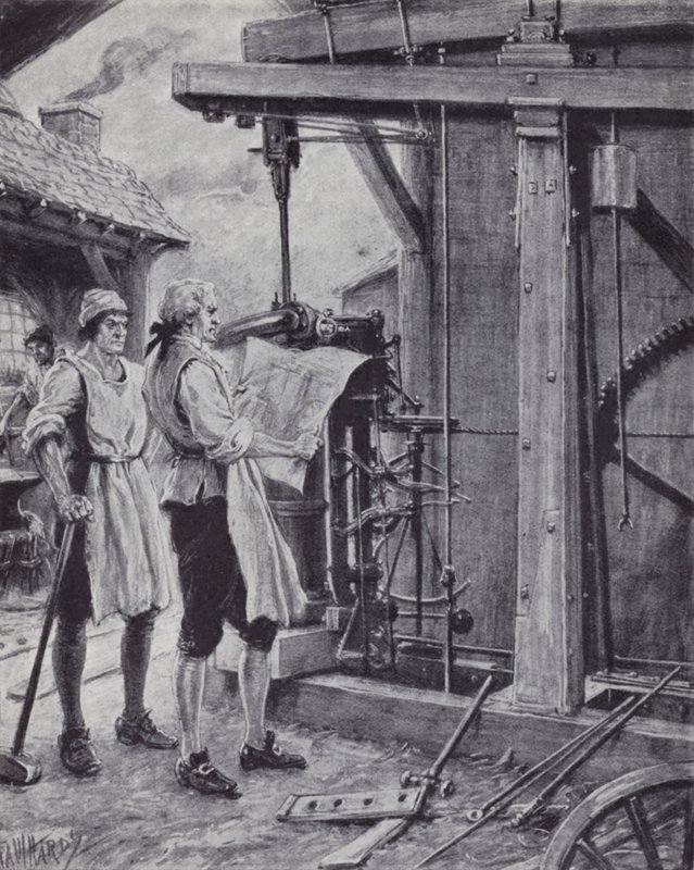 James Watt på jobbet på ångmaskinen av Paul (after) Hardy
