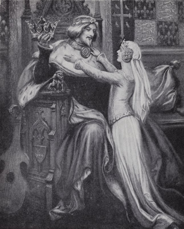Kung Richard II med den unga Isabella av Valois (litho) av Paul (after) Hardy