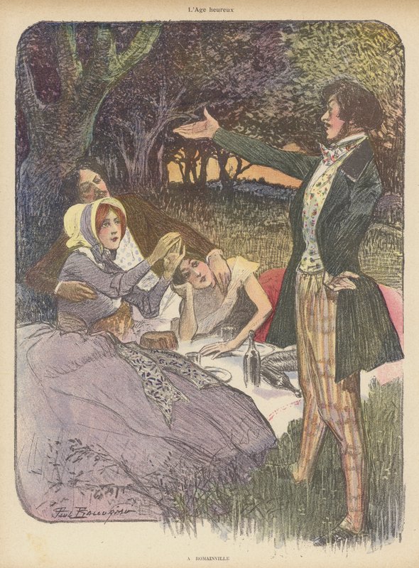 The Happy Age: at Romainville (färg litho) av Paul Balluriau