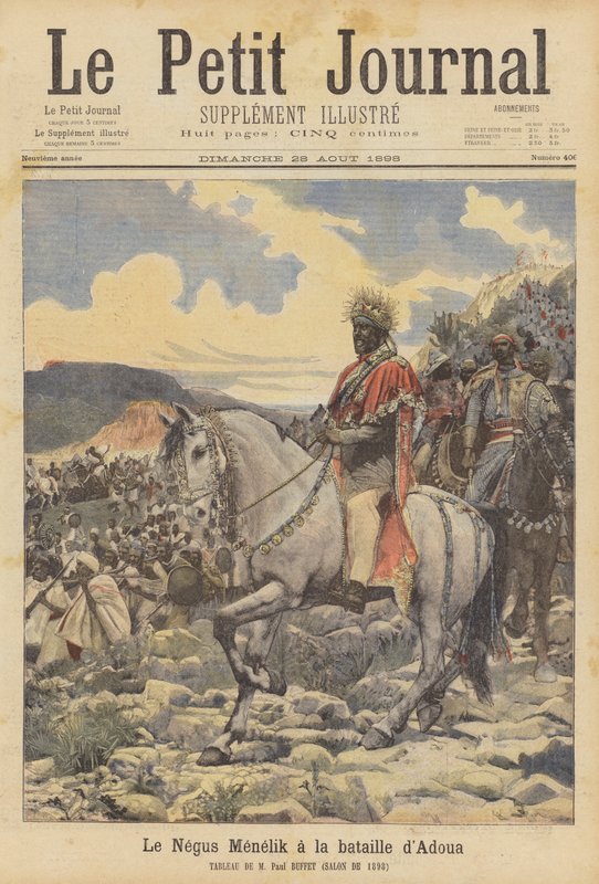 Negus Menelik vid slaget vid Adwa av Paul Buffet