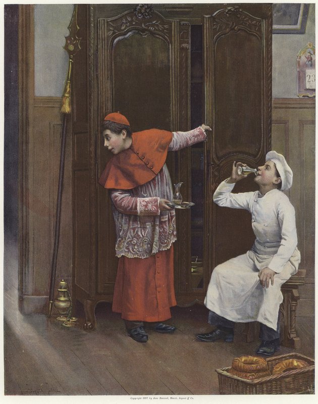 Två unga pojkar som bär kostymer färg litho av Paul Charles Chocarne-Moreau