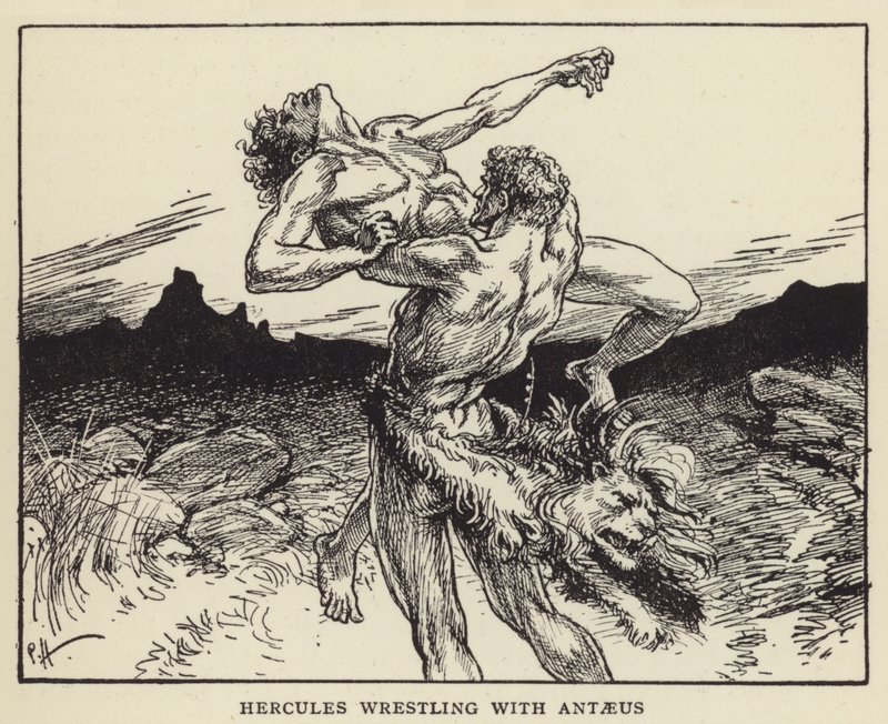 Hercules brottas med Antaeus av Paul Hardy