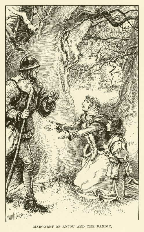 Margareta av Anjou och banditen (gravyr) av Paul Hardy