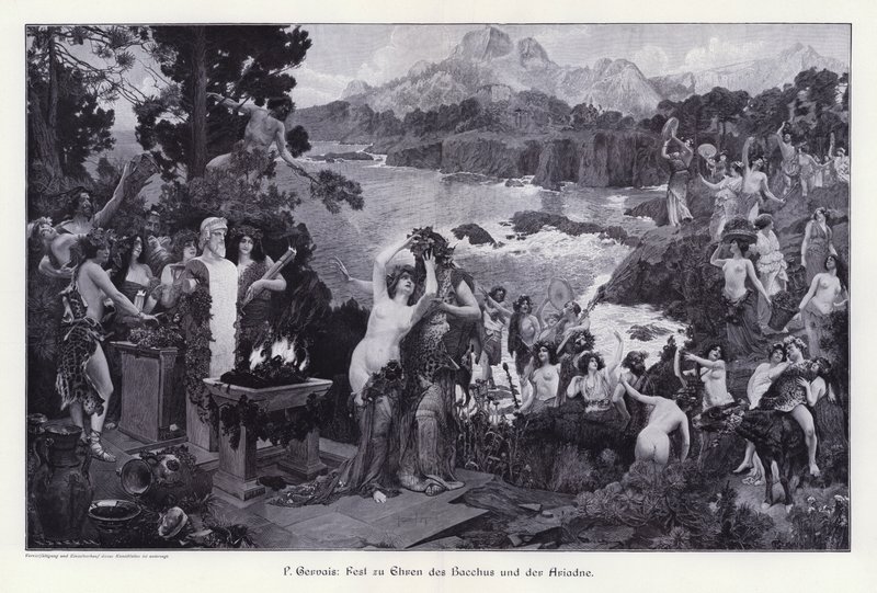 Fest till ära av Bacchus och Ariadne (gravyr) av Paul Jean Gervais