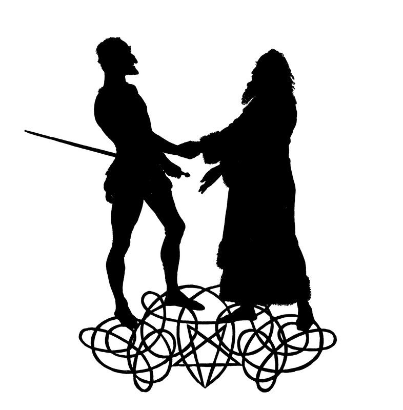 Faust och Mephistopheles (gravyr) av Paul Konewka