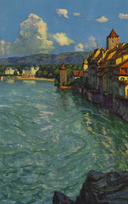 Schweiziska Spa: Rheinfelden (färg litho) av Paul Kutscha