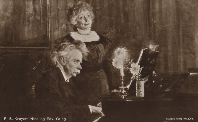 Edvard och Nina Grieg vid pianot av Peder Severin Krøyer
